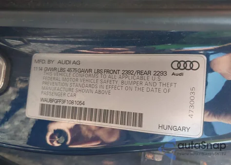 2015 Audi A3 2.0T Premium z USA, uszkodzony, nr VIN WAUBFGFF3F1081054